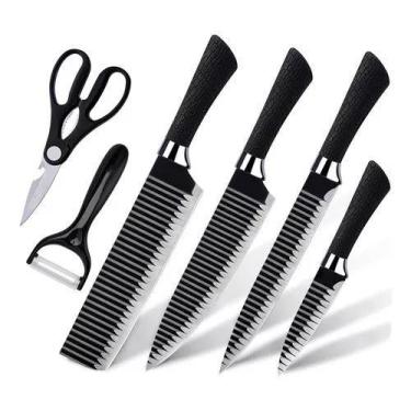 Imagem de Kit De Facas Corneta 6 Pcs Afiadíssima Em Aço Inox Cor Preto: A Arte d