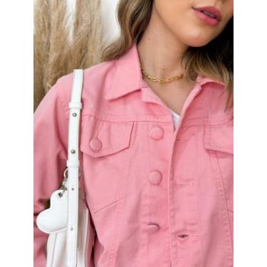 Imagem de Jaqueta Jeans Feminina Botão Encapado Tendência Da Moda - LIBERTY.MODA
