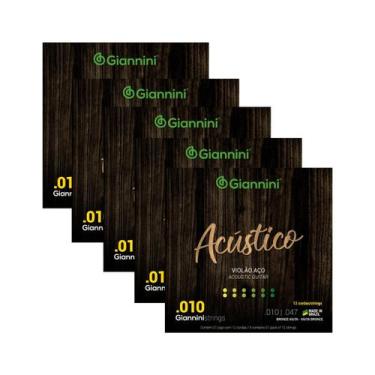 Imagem de Kit 5 Encordoamento Violão Giannini Acústico GESWA12 Bronze 65/35 0.01