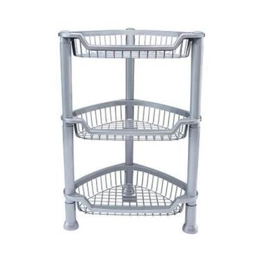 Imagem de Fruteira De Piso De Plástico Triangular Cinza Com 3 Andares - Plasnew