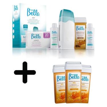 Imagem de Kit Depilação Sistema Roll-on Bivolt Depil Bellla + 3 Cera Mel Refil -