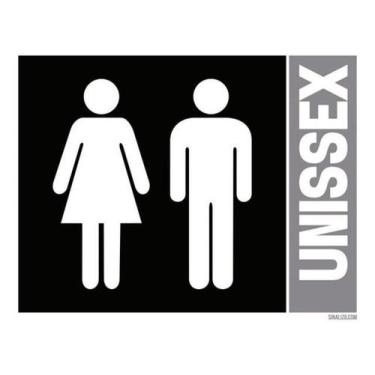 Imagem de Placa Banheiro Sinalização Masculino Feminino Unissex 36X46 - Sinalizo