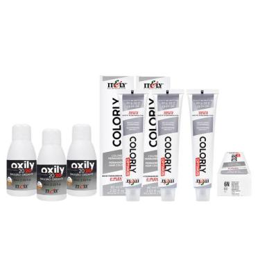 Imagem de Itely  Kit c/3 Tintas Colorly 6N Louro Escuro 60 ml + 3 Oxily 20 Volum