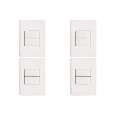 Imagem de Kit C/4 - Conjunto Perlex Aros 4X2 Branco Com Placa(2Simp...