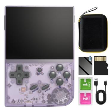 Imagem de RG35XX 2024 New Updated Version Retro Handheld Game Console, 3.5 Inch IPS Screen Built-in 5500 Games Linux System, Support Gamepad and HDMI TV Output (Transparent Purple, with Portable Bag)