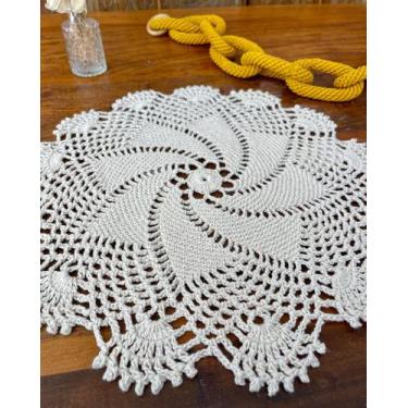 Imagem de Sousplat Bandeja Redonda Folha Torta Barbante 40cm Crochê - Maria Croc