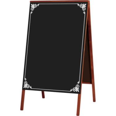 Imagem de Placa Lousa Quadro Cavalete de Propaganda Duplo Madeira Pinus Mogno pa