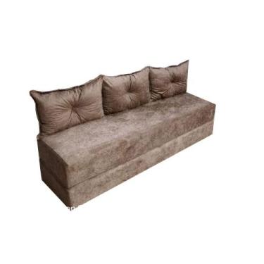 Imagem de Sofá Cama 3em1 em Tecido Suede Caramelo com Almofadas - Sofá que vira 