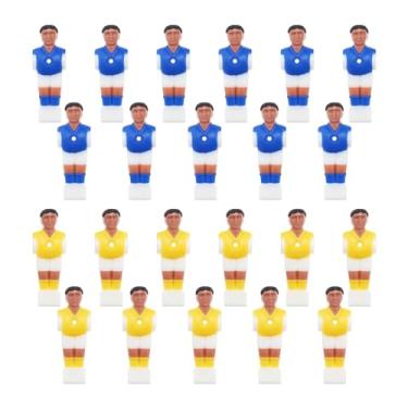 Imagem de eMagTech 22 peças para jogadores de pebolim futebol mesa futebol jogo mini figuras de plástico para varas de 15,9 mm máquina de futebol amarelo e azul