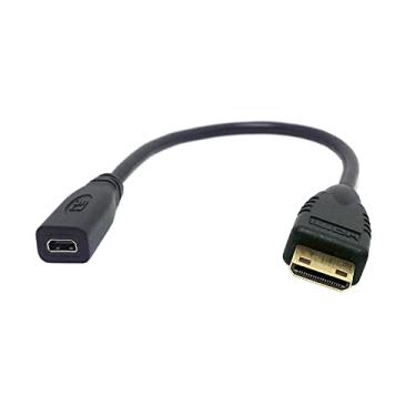 Imagem de chenyang Tipo D Micro HDMI v1.4 soquete fêmea para tipo C Mini HDMI macho cabo adaptador conversor 10 cm
