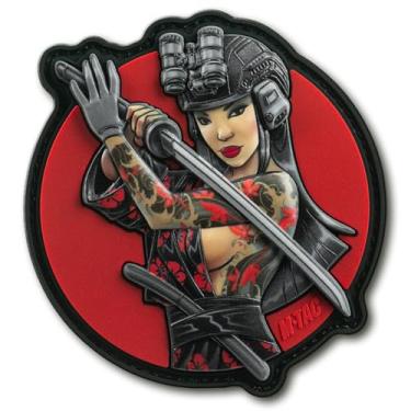 Imagem de M-Tac Morale Patch Tactical Girl - Patch militar tático de PVC com suporte de gancho - Remendos para colete, mochilas, chapéus (preto fino)