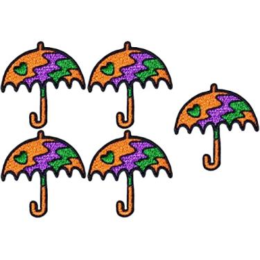 Imagem de Ranger Return Conjunto 5 de mini guarda-chuva colorido pequeno e fofo infantil coração de bebê decalque decorativo reparo fantasia aplique de ferro costurado em adesivos bordados - laranja