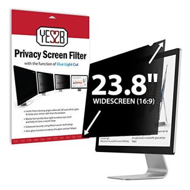 Imagem de YES2B Filtro de tela de privacidade para monitor de 23,8 polegadas para tela widescreen 16:9 - computador, monitor, PC desktop, antiespião, bloqueio de luz azul e protetor antirreflexo, protetor