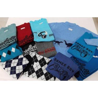 Imagem de Básica Lã Blusa Frio Menino Tam 8 10 12 Juvenil Inverno 941 - Blue Mac