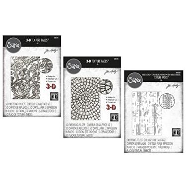 Imagem de Tim Holtz Sizzix 2023 Everyday Collection Texture Fades Embossing Folders - emaranhado, mosaico e pontilhado, pacote de 3 pastas de relevo (666155 666156 666292)