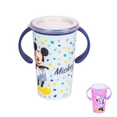 Imagem de Copo Antivazamento 360 Graus Infantil com Tampa e Alça 280 ml Mickey M