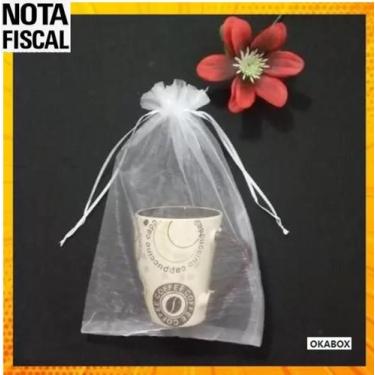 Imagem de 200 Saquiho de organza 17X23 fita cetim branco  lembrancinha - OKABOX