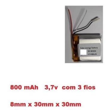 Imagem de 803030 3 Fios 800mah 3,7v 8mm X 30mm X 30mm Bateria - KMIG