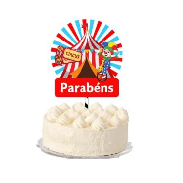 Imagem de Topo de Bolo Circo Palhaço Personalizado - Folia de Cores