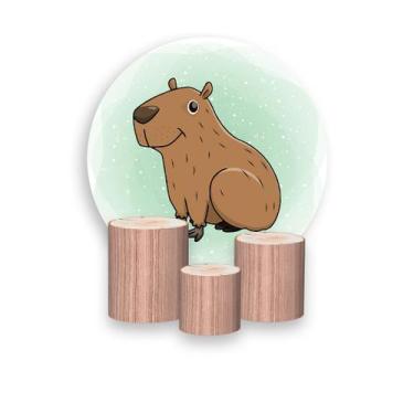 Imagem de Painel De Festa Redondo 1,50x1,50 + Trio De Capas Cilindro - Capivara 