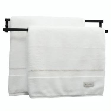 Imagem de Suporte De Toalha De Parede Toalheiro Duplo 50cm Preto Fosco - Decor'A