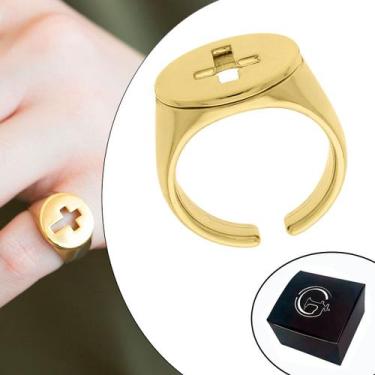 Imagem de Anel Cruz Vazado Banhado a Ouro - Ideal para o Dedo Mínimo (Dedinho) -