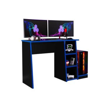 Imagem de Mesa Gamer Escrivaninha Racer - Rede Móveis, Preto/Azul