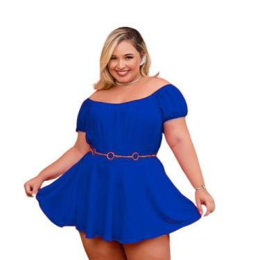Imagem de Macaquinho Plus Size Short Saia Rodada C Cinto 0589 - Bellucy Modas, A