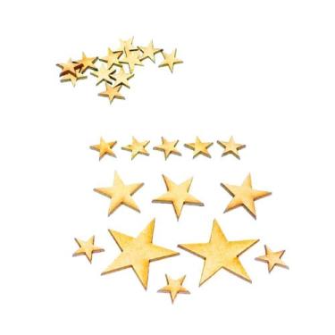 Imagem de 50 Apliques Tema Estrela 15x15cm Em Mdf Cru Corte A Laser - Artesanato