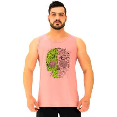 Imagem de Regata Menos Cavada Masculina MXD Conceito Caveira Matagal, M, Rosa cl