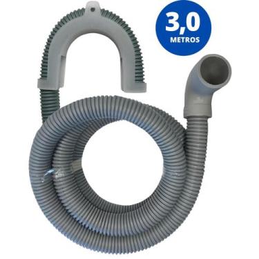 Imagem de Mangueira Saída Água Máquina De Lavar Universal 3m Metros Cinza Com Su