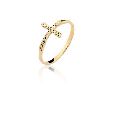 Imagem de Anel Cruz  Religioso De Ouro Maciço 10k A308 - MAEHLER JOIAS, 28, Dour