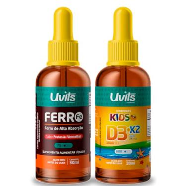 Imagem de Kit Ferro Bisglicinato 30ml + Vitamina D3 K2 Kids 20ml Uvits