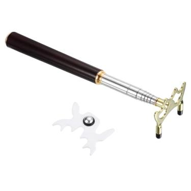 Imagem de PATIKIL Ponte retrátil para taco de bilhar, acessório de taco de sinuca de madeira com cabeça de ponte baixa de metal removível para competição de mesa de sinuca, ouro/branco