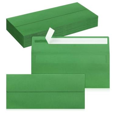 Imagem de Pacote com 50 envelopes empresariais nº 10, envelopes verdes padrão autoselados para envio comercial seguro e jurídico, escritório, cheques, cartas, faturas, 10 x 23 cm