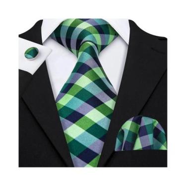 Imagem de Conjunto de Gravata e Abutões Masculinos - Verde Menta, Cerceta, Oliva