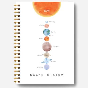 Imagem de Guymn Caderno espacial – Caderno de ciência do espaço sideral do sistema solar, recompensas de sala de aula, presentes do sistema solar, presentes para amantes do espaço, caderno espiral 14 x 21 cm