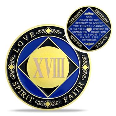 Imagem de Medalhões de 18 anos NA - fichas anônimas de recuperação de narcóticos - Moeda de sobriedade limpa de 18 anos - (anos 1-30) Journey Celebrate Recovery Addicts - Presentes de narcóticos anônimos para