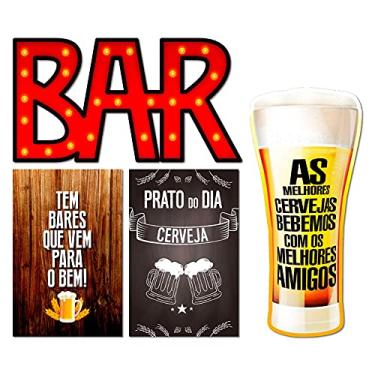 Imagem de Kit 4 Placas Decorativas Com Frases Bar Cervejas Vintage