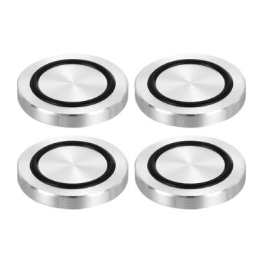 Imagem de uxcell Rosca M8 40 mm / 1,6" diâmetro 6 mm espessura disco adaptador superior 4 peças redondo sólido mesa pés almofada placa hardware com anel de borracha antiderrapante