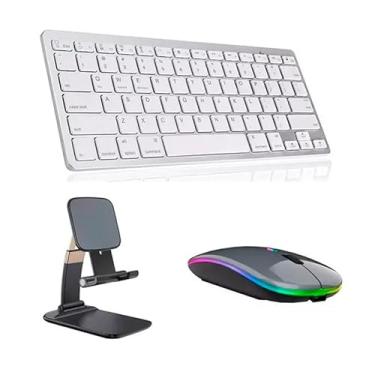 Imagem de BDNET, Teclado Branco,suporte Mouse C Bluetooth Para Galaxy S6 Lite