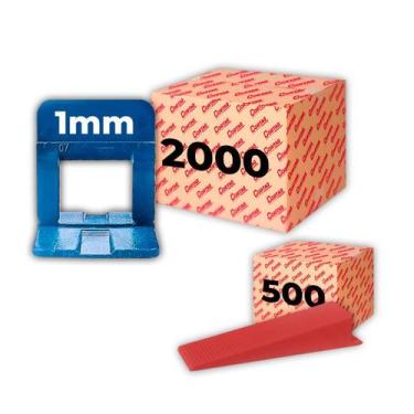 Imagem de Kit Espaçador Nivelador Eco C/1000/2000 Pçs Mais Cunha de Nivelamento 