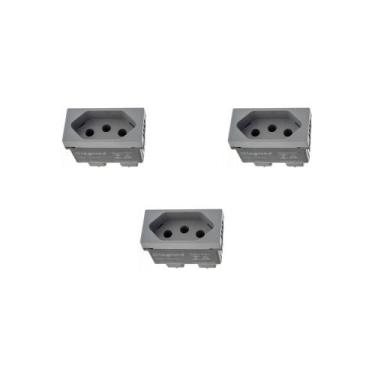 Imagem de Kit 3 Modulos Tomada 20A Cinza Borne 615060CZ+ Pial Plus+ - Legrand