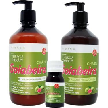 Imagem de Kit Theros Therapy Chá de Goiabeira, Shampoo 500ml + Máscara 500ml + Tônico 30ml, Fortalecedor Capilar