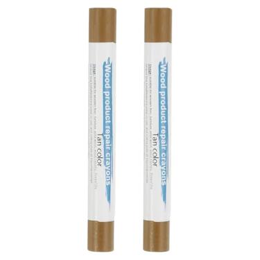 Imagem de PATIKIL Giz de cera para reparo de móveis, 2 peças de bastões de enchimento de madeira de cera de madeira para arranhões Mesas de furos de piso de madeira, caramelo