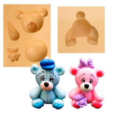 Imagem de Molde de Silicone para Biscuit Casa da Arte - Modelo: Casal de Urso Le