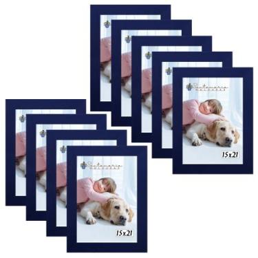 Imagem de Kit 9 Molduras Porta Retrato 15X21 Azul - Santamaria Molduras