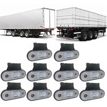 Imagem de Kit 10 Lanterna Led Cristal Lateral Caroceria Báu Carreta 12/24v KLX -