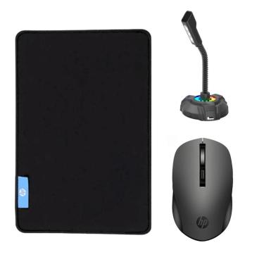 Imagem de Kit Mouse Pad Speed Gamer + Mouse Óptico sem Fio + Microfone - HP