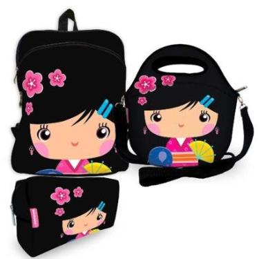 Imagem de Kit Escolar Plus com Mochila Plus + Lancheira + Necessaire Plus - ISOPRENE - Princesa Manu-Unissex